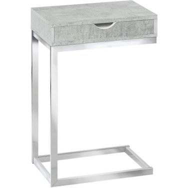 Accent Table In Chrome Metal And Grey Cement With A Drawer