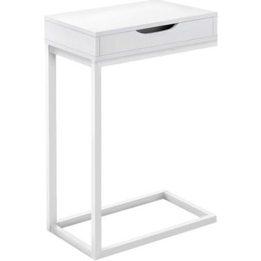 Accent Table In White Metal With A Drawer