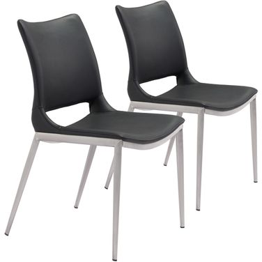 Ace Dining Chair Set of 2 In Black and Silver