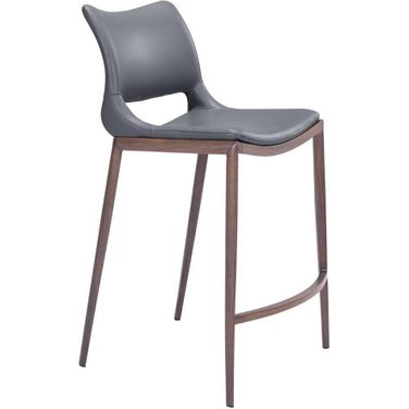 Ace Counter Stool Set of 2 In Dark Gray and Walnut