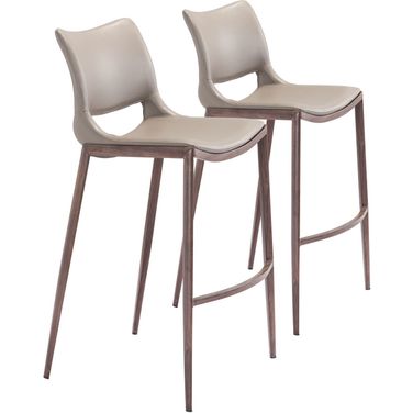 Ace Barstool Set of 2 In Brown and Walnut