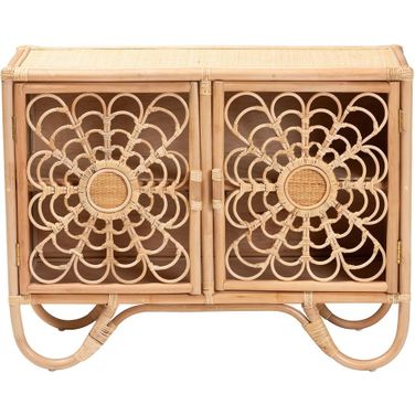 Acelin Natural Rattan Storage Cabinet In Natural