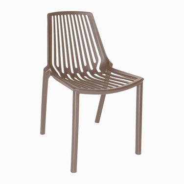 Acken Plastic Stackable Dining Chair In Taupe
