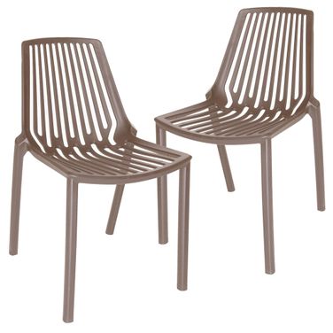 Acken Plastic Stackable Dining Chair Set of 2 In Taupe