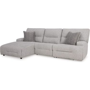 Acklen Place 3-Piece Power Reclining Sectional with LAF Chaise In Pewter