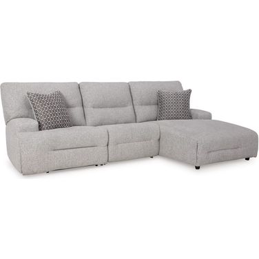 Acklen Place 3-Piece Power Reclining Sectional with RAF Chaise In Pewter