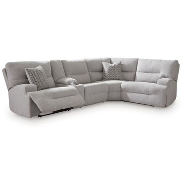 Acklen Place 5-Piece Power Reclining Sectional with Storage Console In Pewter