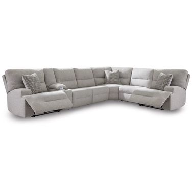 Acklen Place 7-Piece Power Sectional Reclining Sofa with Storage Console In Pewter
