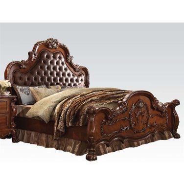 Acme Dresden Queen Upholstered Bed in Cherry Oak