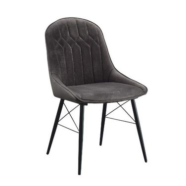 Acme Abraham Side Chair Set of 2 In Gray Fabric And Black Finish
