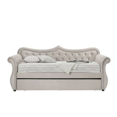 Acme Adkins Daybed And Trundle In Beige Fabric