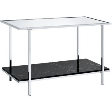 Acme Angwin Console Table In Faux Marble and Chrome