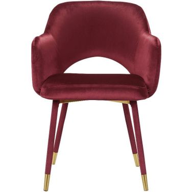 Acme Applewood Accent Chair In Bordeaux Red Velvet and Gold