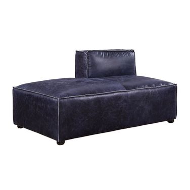 Acme Birdie Modular Chaise In Vintage Blue Top Grain Leather
