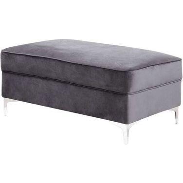 Acme Bovasis Ottoman In Gray Velvet