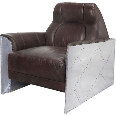 Acme Brancaster Accent Chair In Espresso Top Grain Leather