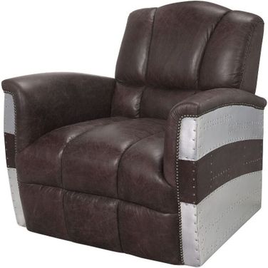 Acme Brancaster Accent Chair In Retro Brown Top Grain Leather
