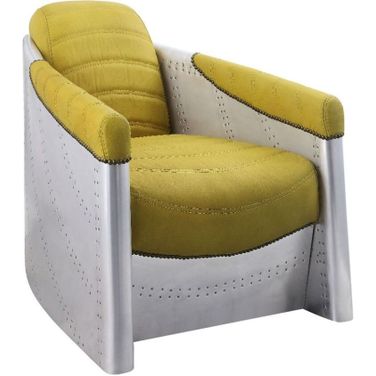 Acme Brancaster Accent Chair In Yellow Top Grain Leather