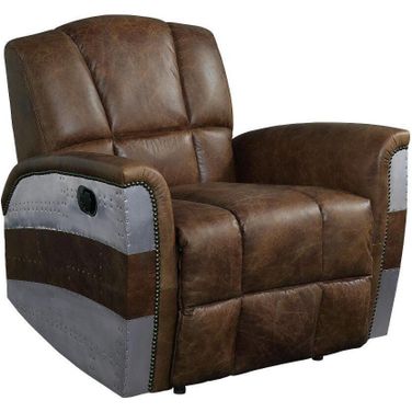 Acme Brancaster Power Recliner In Retro Brown Top Grain Leather