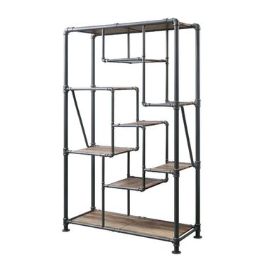 Acme Brantley Book Shelf In Antique Oak And Sandy Gray Finish