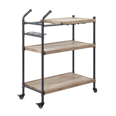 Acme Brantley Serving Cart In Oak and Sandy Black Finish