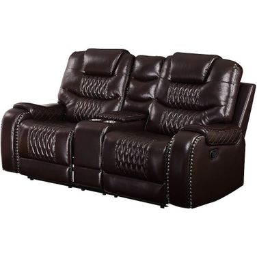 Acme Braylon Motion Loveseat With Console In Brown Pu