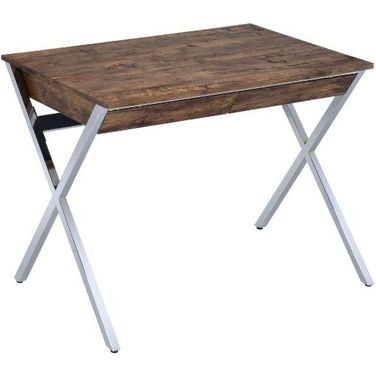 Acme Callers Desk In Weathered Oak And Chrome