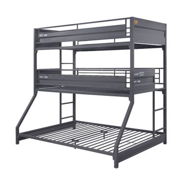 Acme Cargo Twin Over Twin Over Full Triple Bunk Bed In Gunmetal Finish