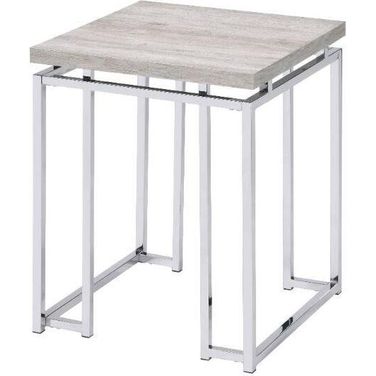 Chafik End Table In Natural Oak And Chrome