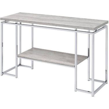 Chafik Sofa Table In Natural Oak And Chrome