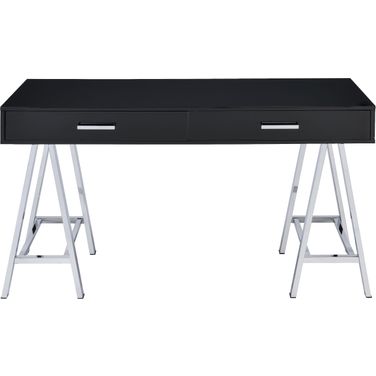Acme Coleen Desk In Black High Gloss And Chrome