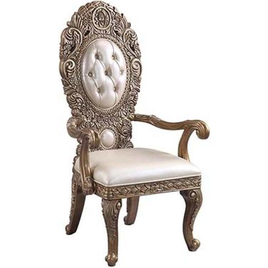 Acme Constantine Arm Chair Set of 2 In Brown And Gold Finish