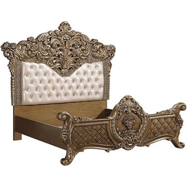 Acme Constantine Eastern King Bed In Light Gold and Brown