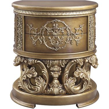 Acme Constantine Nightstand In Brown And Gold Finish