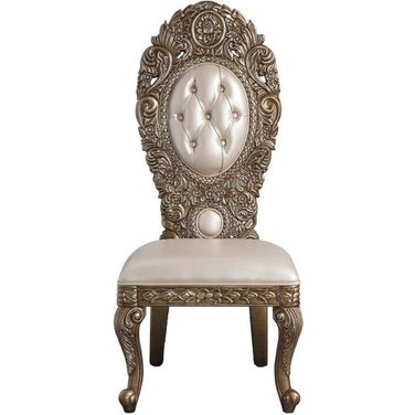 Acme Constantine Side Chair Set of 2 In Brown And Gold Finish