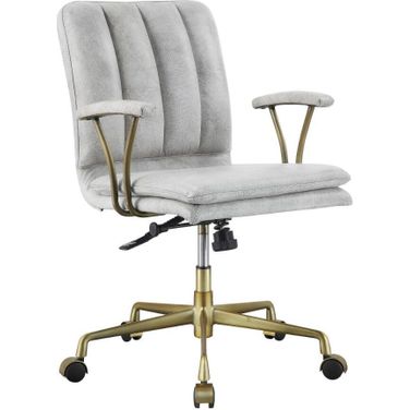 Acme Damir Office Chair In Vintage White Top Grain Leather and Chrome