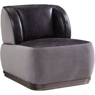 Acme Decapree Accent Chair In Antique Slate Top Grain Leather and Gray Velvet