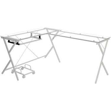 Acme Demas Computer Desk In Clear Glass And White Finish