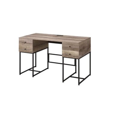 Acme Desirre Desk With Usb Charging Dock In Rustic Oak And Black