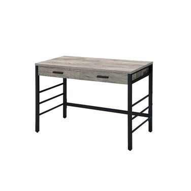 Acme Disho Built-In Usb Port Writing Desk In Light Weathered Oak And Black Finish
