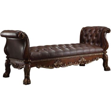 Acme Dresden Button Tufted Bench in Cherry Oak 96486