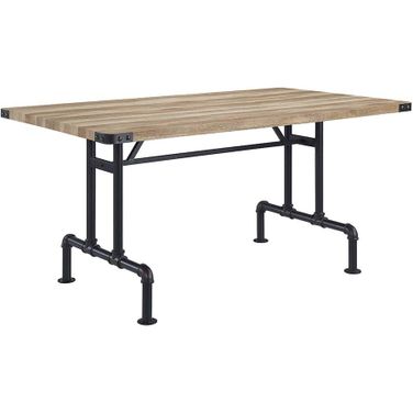 Acme Edina Dining Table In Oak and Sandy Black Finish
