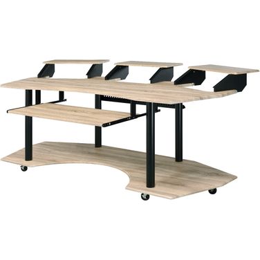 Eleazar Music Recording Studio Desk with 3 Hutch In Natural Oak