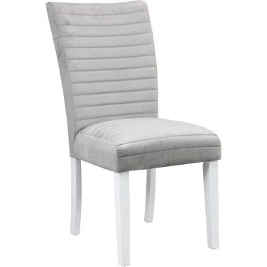 Acme Elizaveta Side Chair Set Of 2 In Gray Velvet And White High Gloss Finish