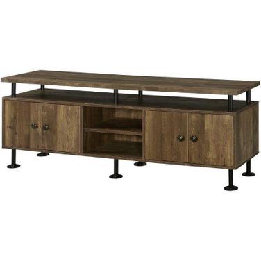 Ensata II TV Stand In Rustic Oak And Black Finish