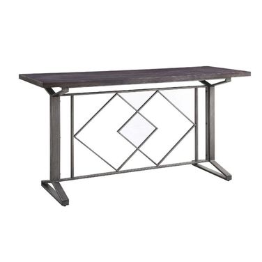 Acme Evangeline Counter Height Table In Salvaged Brown And Black Finish
