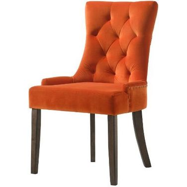 Acme Farren Side Chair Set of 2 In Orange Velvet And Espresso Finish