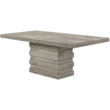 Acme Faustine Dining Table In Salvaged Light Oak Finish