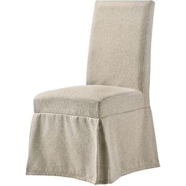 Faustine Fully Fabric-Covered Side Chair Set of 2 In Tan And Salvaged Light Oak