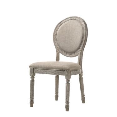 Faustine Side Chair Set of 2 In Tan Fabric And Salvaged Light Oak Finish